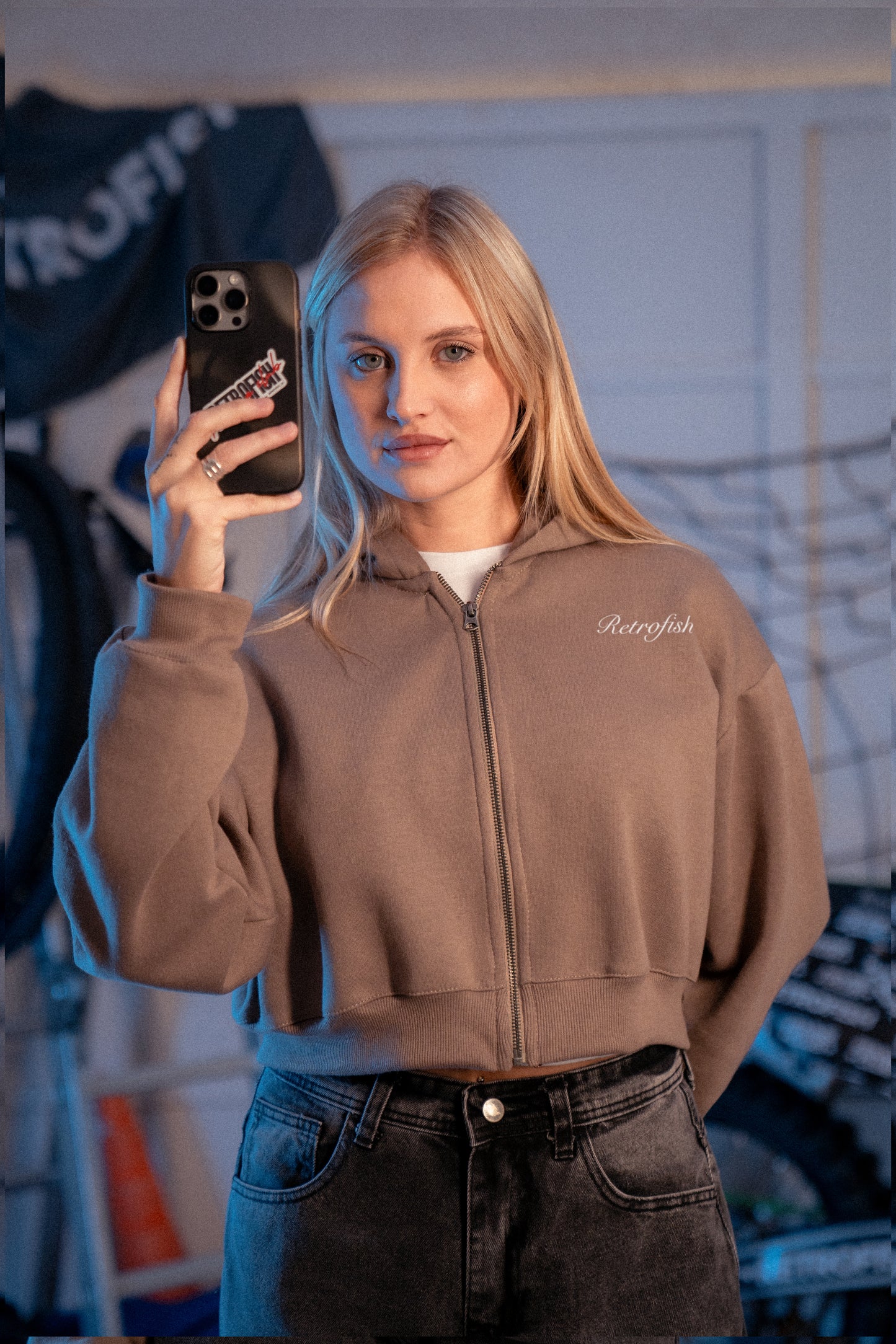 Crop Zipper Visón