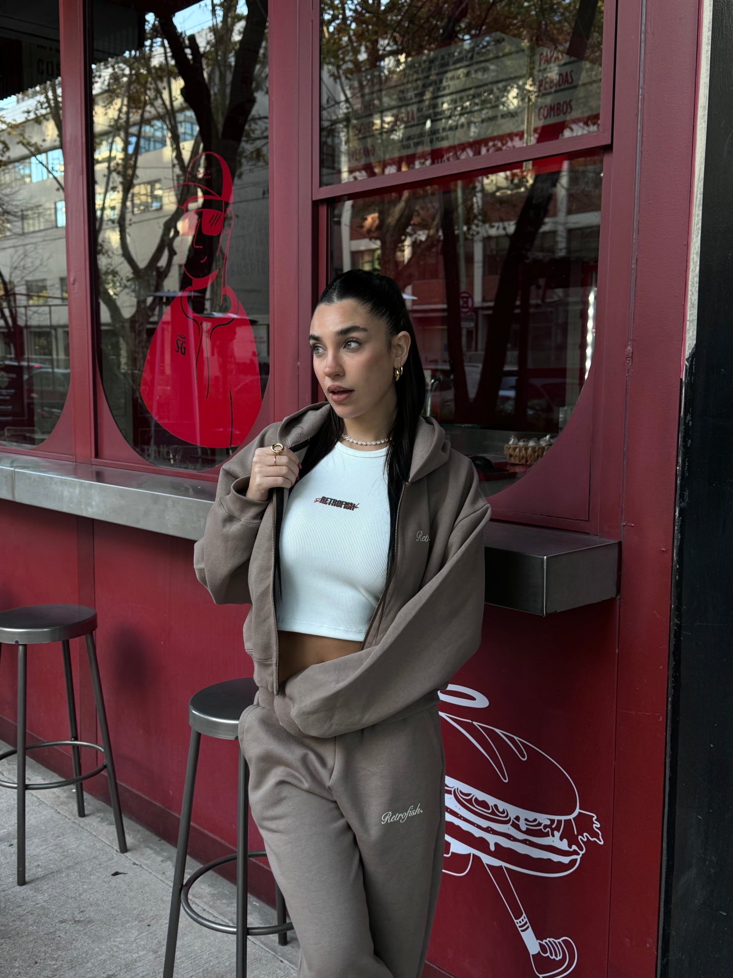 Crop Zipper Visón
